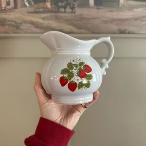 McCoy 1970s Small 5” White Pitcher with Strawberry Design